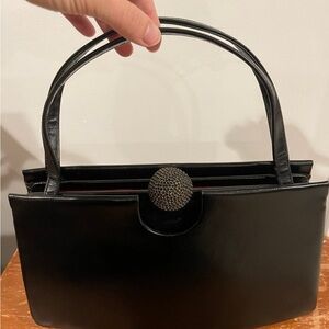 Adorable Vintage Black Purse with Red Lining